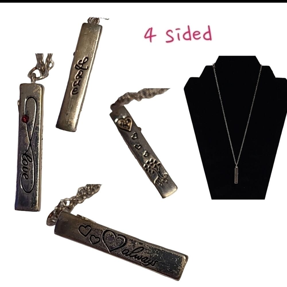 LOVE Silver Bar Pendant Necklace Valentine's Heart Infinity